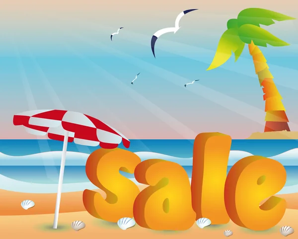 Prodej pláž s mořem v 3d obrazu. vektor — Stockový vektor