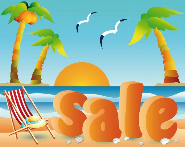 Sprzedaż plaży słońce w obraz 3d. wektor — Wektor stockowy