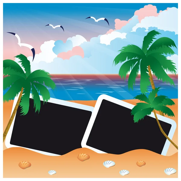 Travel card with two photo frame, vector — Stock Vector
