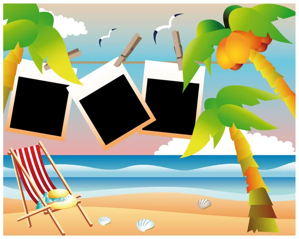 Παραλία κάρτα με κορνίζα, διάνυσμα — Διανυσματικό Αρχείο