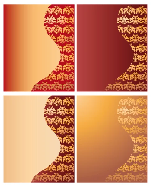 Set vier Tapeten mit nahtlosem goldenem Muster, Vektor — Stockvektor