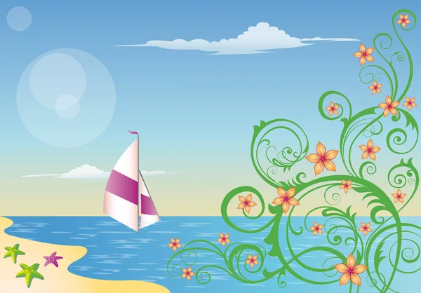 Carte d'été avec motif floral, vecteur — Image vectorielle