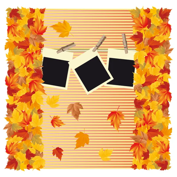 Autumn background with frame photo, vector — Stock Vector