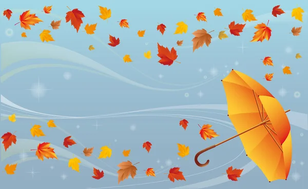 Herbst Hintergrund mit Regenschirm, Vektor — Stockvektor