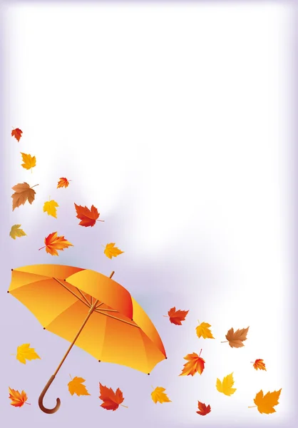 Sonbahar kartı şemsiye ile vektör — Stok Vektör