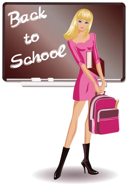 The beautiful schoolgirl , Back to School. vector — Stock Vector