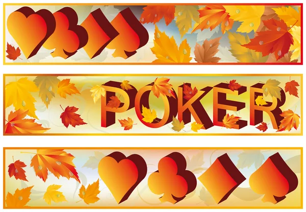 Poker autumn banners, vector — Stock Vector