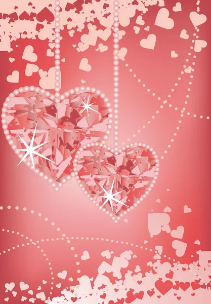 Tarjeta de amor de boda con corazones, vector — Archivo Imágenes Vectoriales
