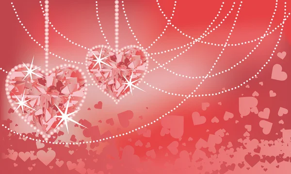 Cartão de casamento com corações preciosos, vetor — Vetor de Stock