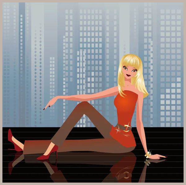 Sexy fille blonde. vecteur — Image vectorielle