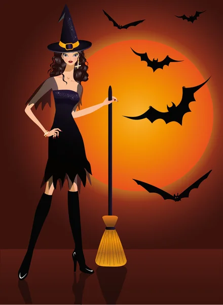 Bruja de Halloween. vector — Vector de stock