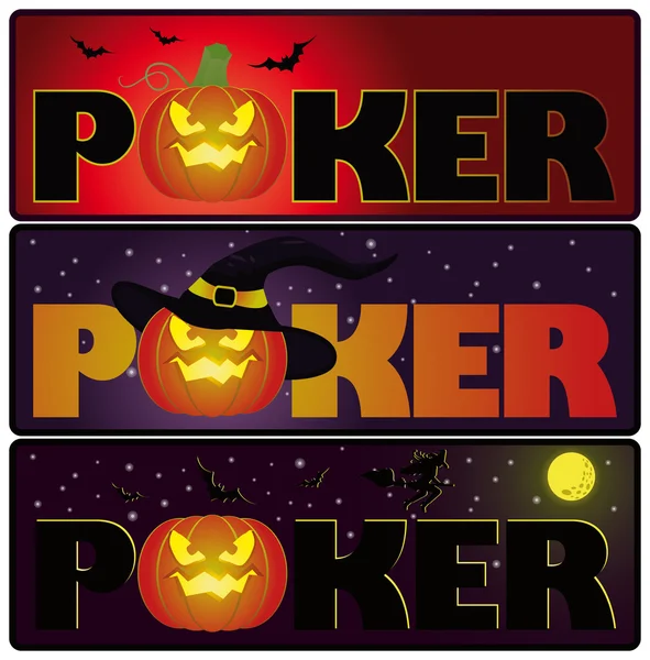Bannières de poker Halloween, vecteur — Image vectorielle