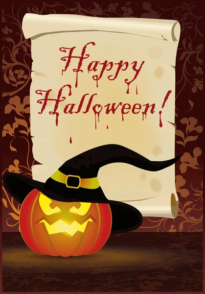 Feliz tarjeta de felicitación de Halloween, vector — Vector de stock