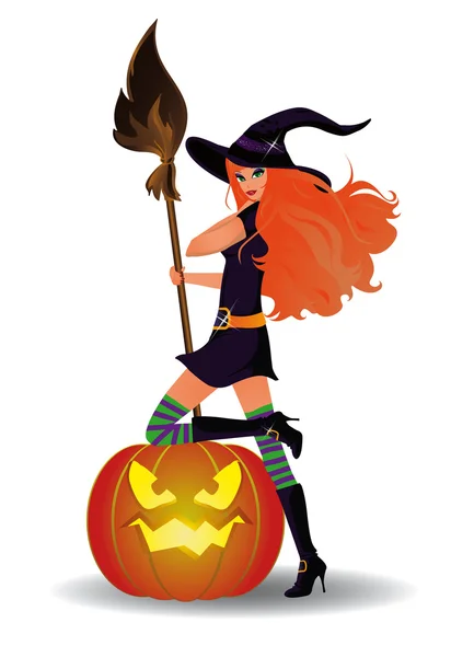 Halloween sexy witch. vector — Stock Vector