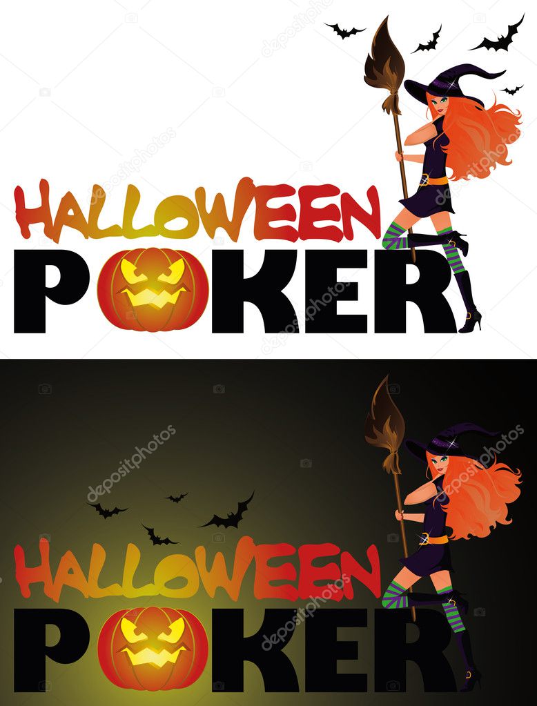 Halloween poker card, vector illustration