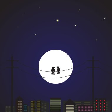 Love birds in the city clipart