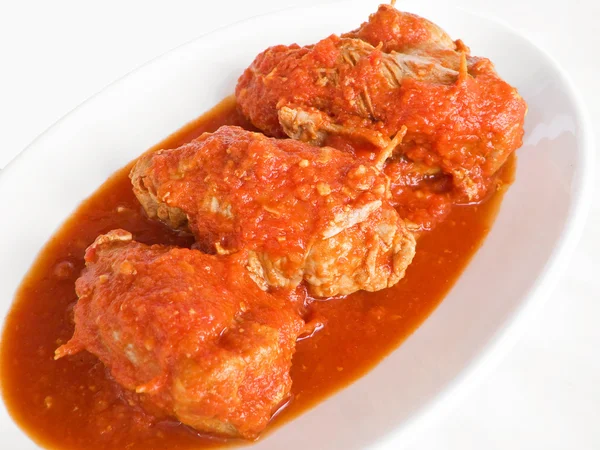 Meat roulade with tomato sauce. — Stock Photo, Image