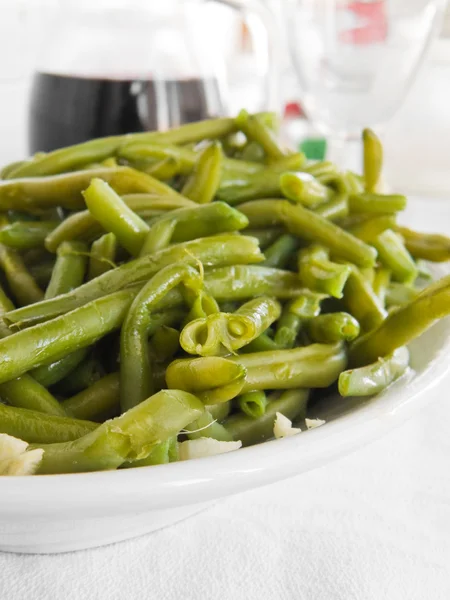 Green Beans Salad with fork. — Stockfoto
