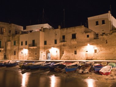 Her gece manzara Monopoli. Apulia.