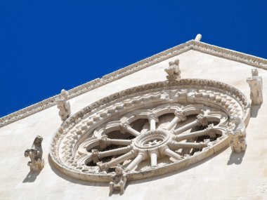 Closeup of a Rose Window Church.