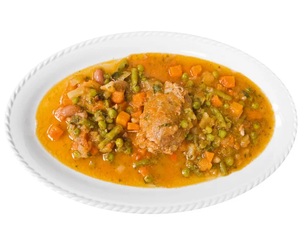 Maso roláda s zeleninová polévka. — Stock fotografie