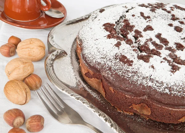Chocolate Cake with nuts. — Stock Photo, Image