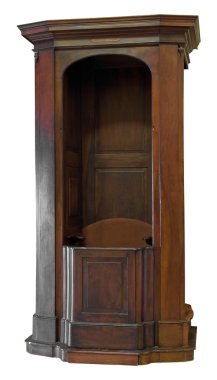 Wooden Confessional isolated on white. clipart