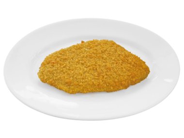 Wiener schnitzel beyaz çanak üzerinde.