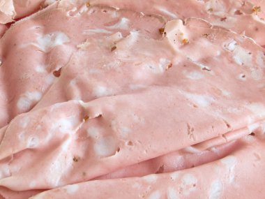 Close-Up mortadella dilimleri.