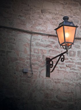 Street-lamp on brickwall. clipart