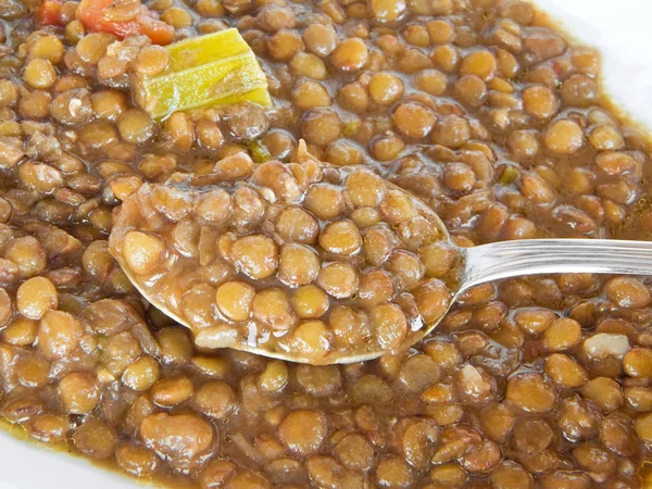 Lentil soup with spoon. — Stock Photo, Image