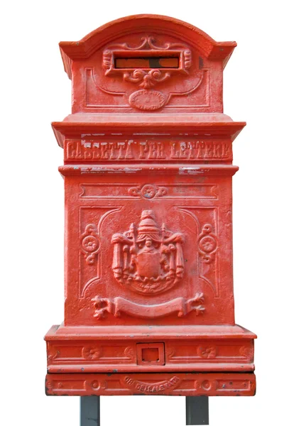 Röd postbox isolerad på vit. — Stockfoto