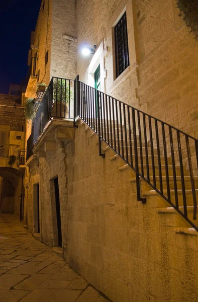 Alleyway by night. Giovinazzo. Apulia. — Stock Photo, Image