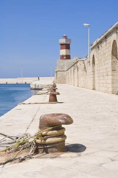 Monopoli bağlantı noktası deniz feneri. Apulia. — Stok fotoğraf