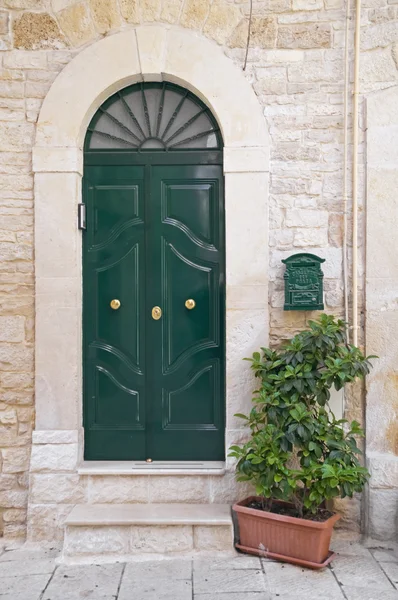 Green wooden frontdoor. — Stock Photo, Image
