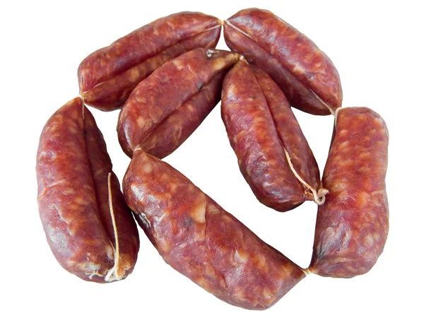 Norcia sausage isolated on white. — Stock Photo, Image