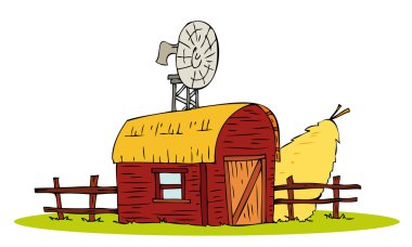 Barn House with straw sheaf. clipart