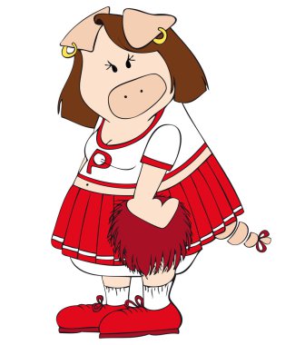 Cheerleader Pig. clipart