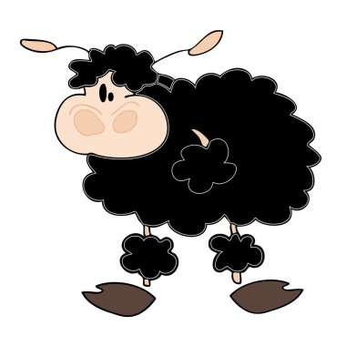 Funny black sheep. clipart
