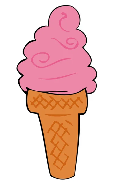딸기 아이스크림 콘. — 스톡 벡터