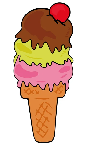 Cône de crème glacée. — Image vectorielle
