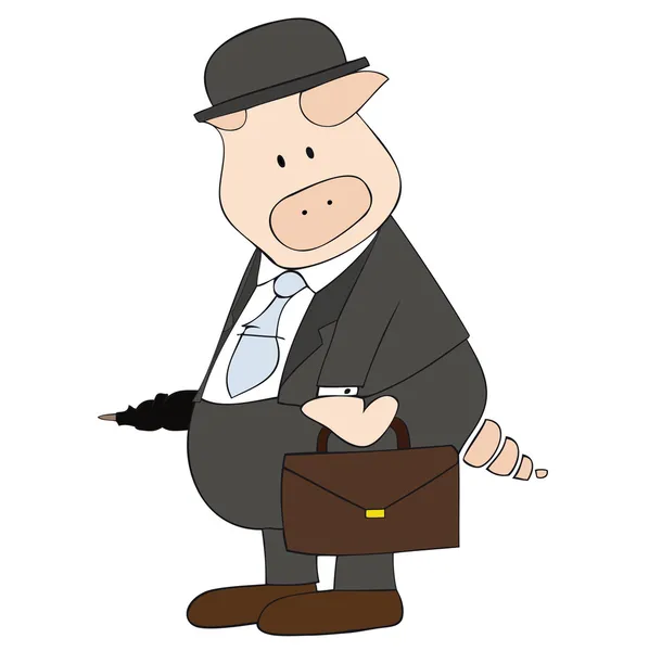 Business Pig. — Stock Vector