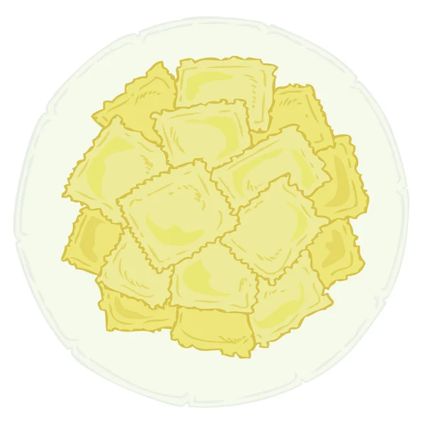 Ravioli sur plat blanc . — Image vectorielle