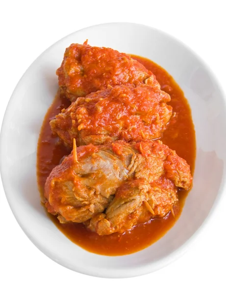 Meat roulade in tomato sauce. — Stock Photo, Image