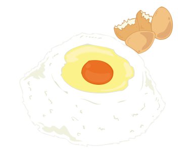 Baking ingredients: egg in flour-well. clipart