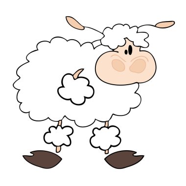 Funny white sheep. clipart