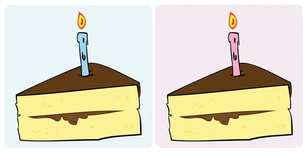 Tranche de gâteau d'anniversaire . — Image vectorielle