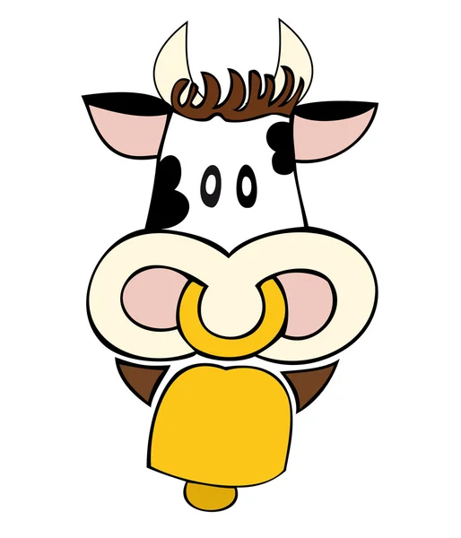 Dairy cow with cowbell. — Stock Vector