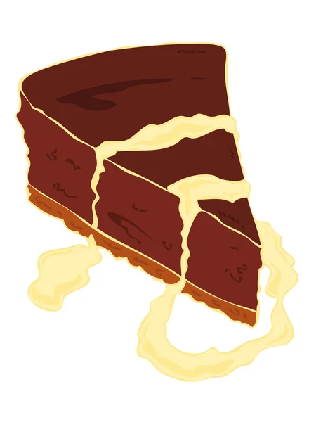 Chocolate cheesecake with cream. — Stock Vector