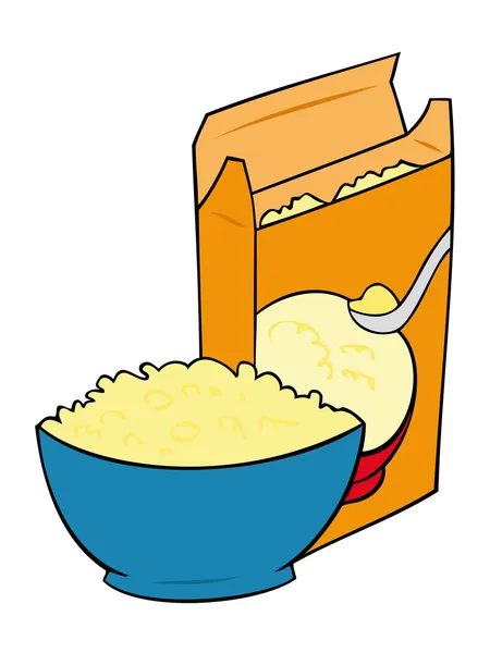 Cornflakes y caja de cereales . — Vector de stock